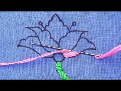 Hand Embroidery New Heavy Style Fantasy Flower Needle Work With Simple Easy Following Stitch