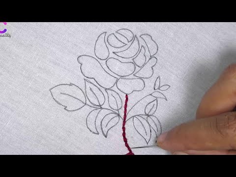 Hand Embroidery Rose Flower Design, Amazing Hand Embroidery Design of a Beautiful Rose Flower