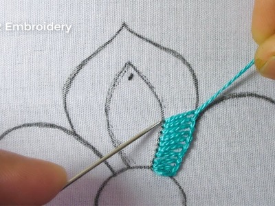 Hand Embroidery Super Easy Buttonhole & Satin Stitch Variation Fantasy Flower Design Easy Tutorial