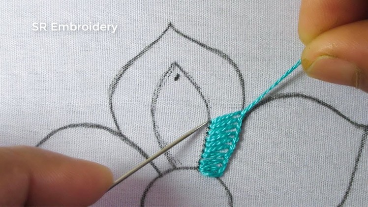 Hand Embroidery Super Easy Buttonhole & Satin Stitch Variation Fantasy Flower Design Easy Tutorial