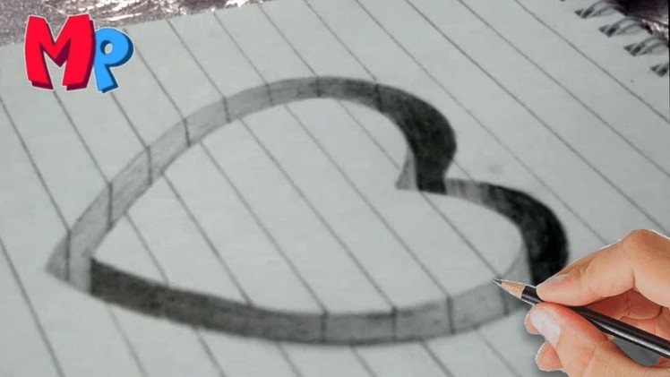 Heart 3d hole pencil drawing | Draw 3D Hole - Anamorphic Illusion - 3D Trick Art on Line paper