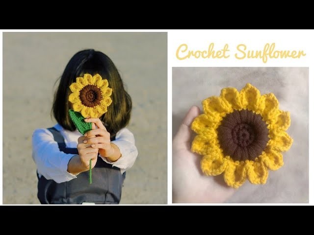 How to crochet a sunflower (Part 2) | Sepals, leaf, and stem