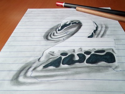 How to draw 3d number 2-Anamorphic illusion-3d trick art for kids