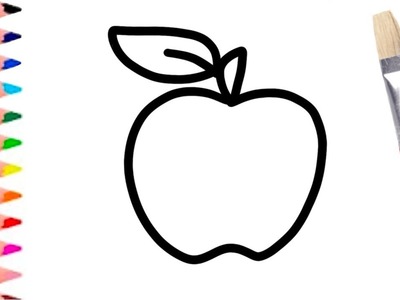 How to draw a Apple for Kids. Dibujar una Manzana. Dibujos Para Niños. Children Coloring pages