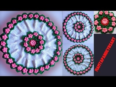 How to make crochet flower design thalpos || New crosia thalipos design  woolen thalpos design rumal