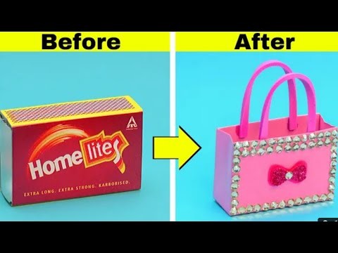 How to make mini purse. DIY mini bag. with matchbox