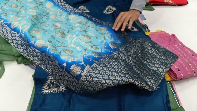 Latest Pure Maslin and Dola Silk Embroidery Kurti Dupatta Set | Party wear Dresses | Gargee Creation