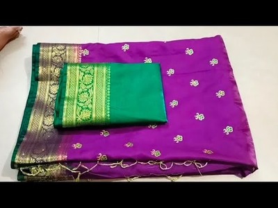 Paithani saree patch work blouse design.cutting and stitching