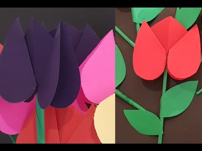 Paper Flowers | Tulip Flower with Paper | Easy Paper Craft | #artbyduasheikh