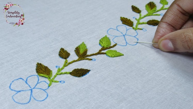 Simple & cute Hand Embroidery Borderline Design  || Embroidery With Simplify Embroidery - 29