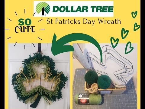 SO CUTE Green St Patricks Day Shamrock wire door wreath frame Dollar Tree DIY how to tutorial decor
