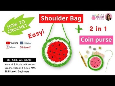 Super Easy How to Crochet Watermelon ???????? Bag DIY Crochet Fruit Tutorial English Pattern Easy Step