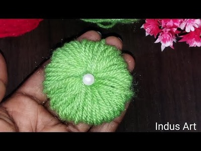 Super Easy Woolen Flower Craft Ideas With Paper | Hand Embroidery Amazing Trick | Indus Art