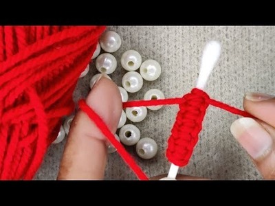 Superb Woolen Flower Making Trick Using Earbud- Hand Embroidery Amazing Flower Design - Sewing Hack