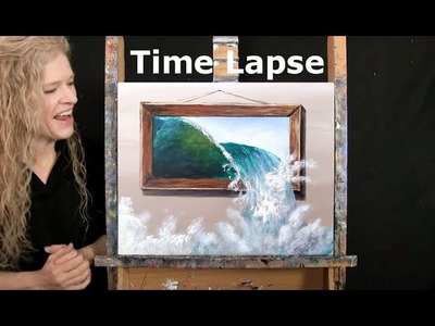 TIME LAPSE - Learn How to Paint ROGUE WAVE with Acrylic - Surreal Trompe L'oeil Step by Step Lesson