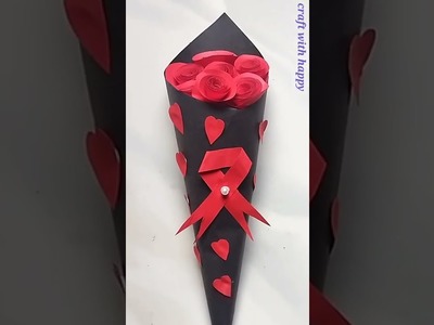 Valentine's Day craft ideas.Paper craft.Valentine's day special Bouquet craft#shorts