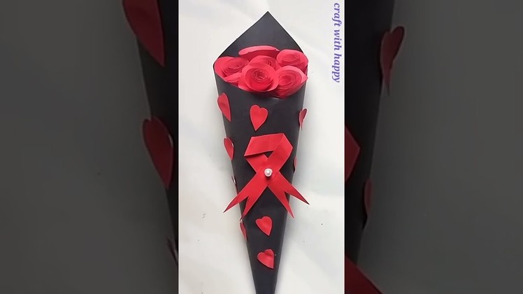Valentine's Day craft ideas.Paper craft.Valentine's day special Bouquet craft#shorts