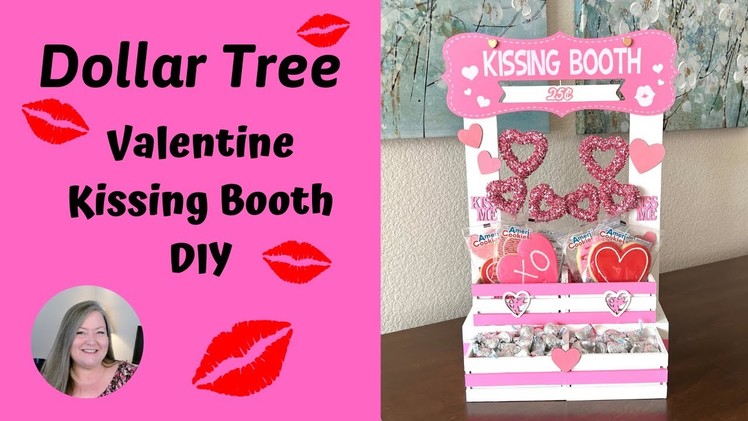 Valentine's Day Kissing Booth Table Top Decor! Dollar Tree Valentine's Day DIY! Makes a Great Gift!