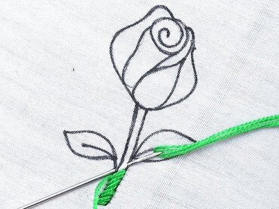 Very beautiful rose bud embroidery pattern - easy embroidery for beginners - easy flower stitch