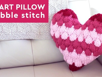 Bubble Stitch Heart Pillow: Knitting Pattern