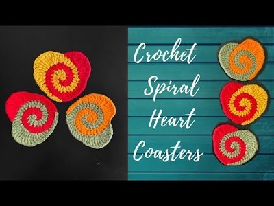 Crochet Spiral Heart Coasters Tutorial