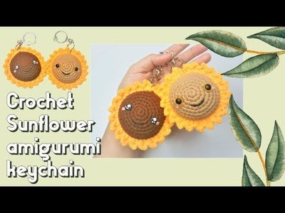 Crochet Sunflower amigurumi keychain. NO SEW! quick and easy to make