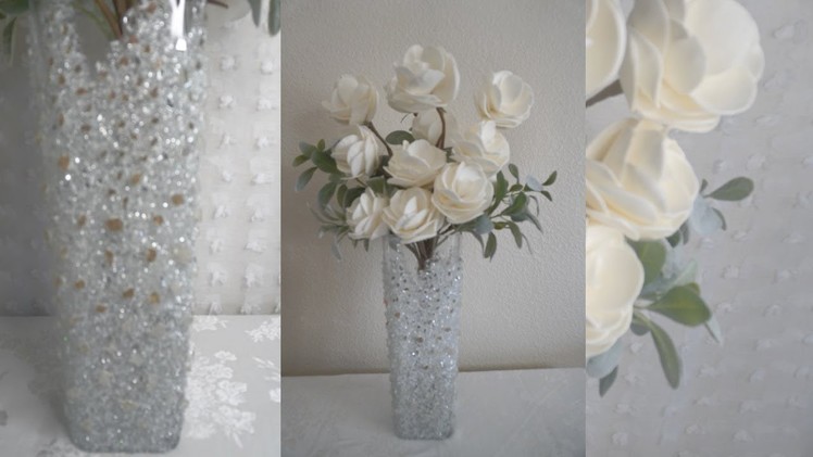 DIY CRUSHED GLASS GLAM VASE | CAN BE USED FOR HOME DECOR | EVENTS | HOW TO DESIGN CRUSHED GLASS 2022