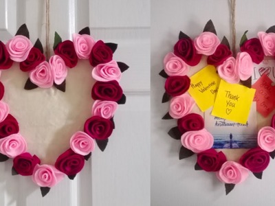 DIY Heart Wreath | Felt Rose Tutorial | Memo board