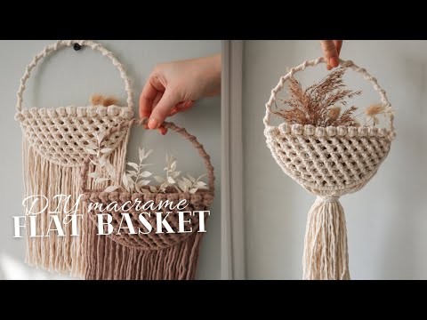 DIY Macramé Flat Basket Using a Metal Ring! Macrame Basket Tutorial