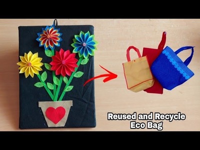 DIY Wall Decor using Eco Bag|Reuse and Recycle Eco Bag|Flower Making|DIY Flower|Easy Wall Decoration