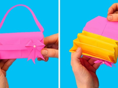 Easy Origami Handbag. How to Make Paper bag. Cool paper craft ideas for BEST FRIEND. Origami wallet