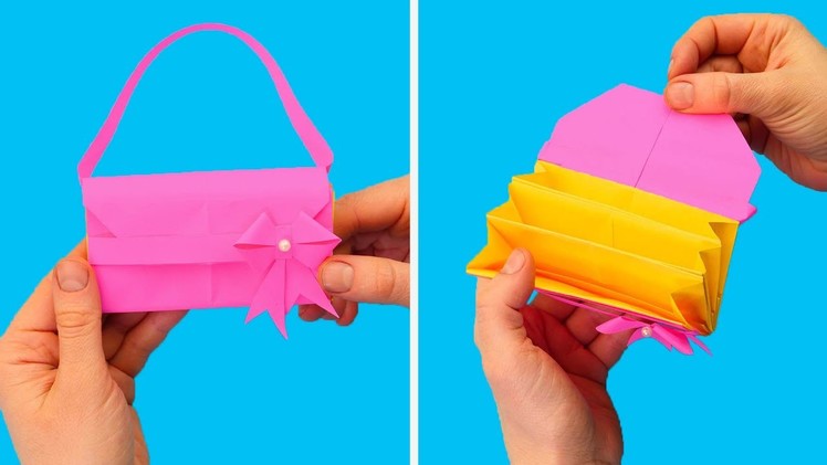 Easy Origami Handbag. How to Make Paper bag. Cool paper craft ideas for BEST FRIEND. Origami wallet