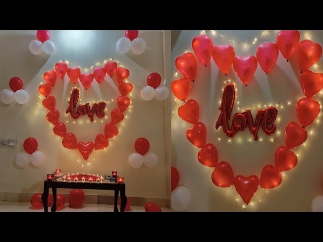 Heart Shape Balloon Decoration Ideas l Simple & Easy Surprise Room Decor Ideas l Birthday Decoration