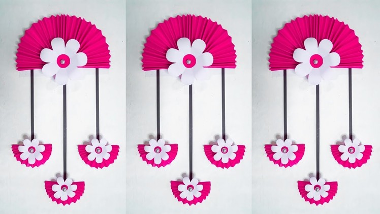 Hiasan dinding bunga kertas | quick easy paper wall hanging | A4 sheet home decor | DIY room decor