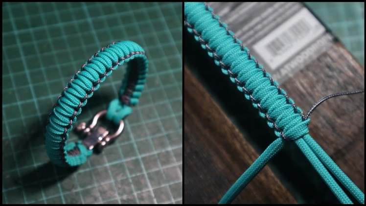 HOW TO MAKE COBRA KNOT PARACORD BRACELET WITH SHACKLE, EASY PARACORD TUTORIAL, PARACORD + MICROCORD!