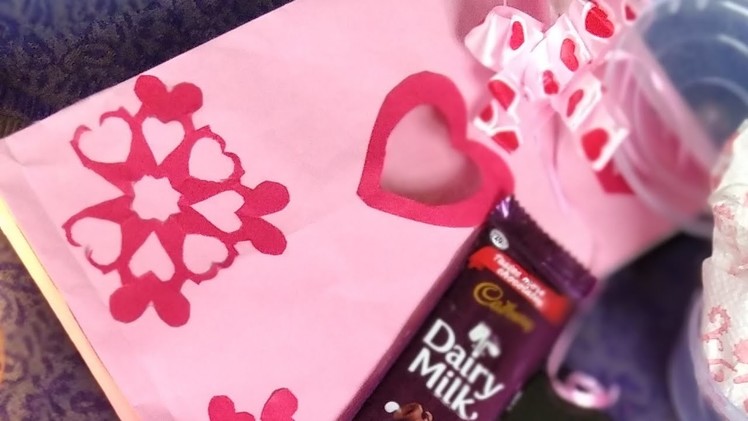 Last minute valentine gift idea with DIY paper gift bag making process #valentine 2022 #shorts