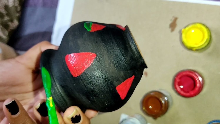 Matka Decoration | Matki decor ideas at home | Pot Painting | Clay pot decor.watermelon painting.DIY