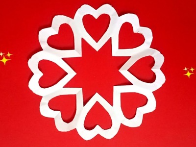 Paper cutting design | How to make paper Snowflakes easy | Paper craft (Valentines Day)