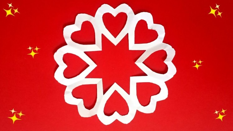 Paper cutting design | How to make paper Snowflakes easy | Paper craft (Valentines Day)