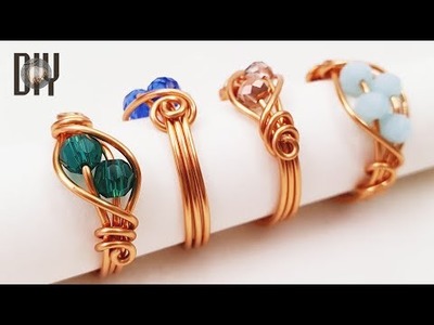 Simple rings | Twisted leaves | Small stone beads with holes | Crystal | DIY @Lan Anh Handmade 730