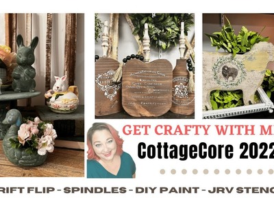 Spring Cottagecore Thrift flip for profit - DIY Rustic Farmhouse with spindles & crackle medium