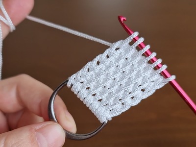 Super Easy Crochet Knitting Tunisian Bag Handle Belt Pattern - Çok Kolay Kemer Örgü Modeli. 