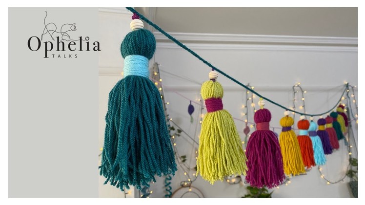 Tassel Garland DIY Tutorial. Busting Yarn leftovers. Ophelia Talks Crochet