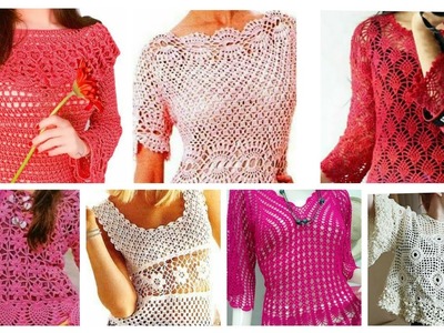Trendy Top*Fashion* Gorgeous Fancy Crochet Embroidered Knitting Blouse Leave Pattern Tops For Girls❤