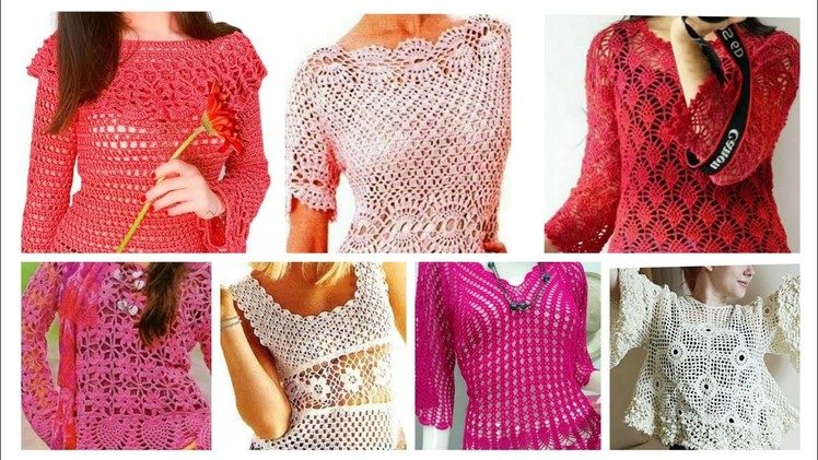 Trendy Top*Fashion* Gorgeous Fancy Crochet Embroidered Knitting Blouse Leave Pattern Tops For Girls❤