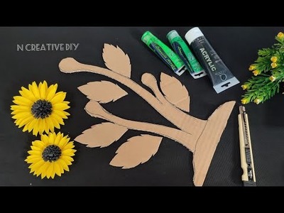 Unique paper flower wall hanging craft | Diy Cardboard craft ideas | Paper craft for home decoration