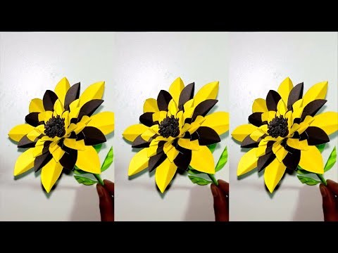 Yellow And Black color paper flower handicraft ll diy flowers ll Handmade Paper paper flower