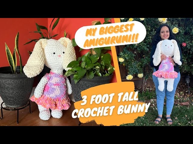 3 Foot Tall Crochet Bunny| My Largest Amigurumi| Heart and Craft