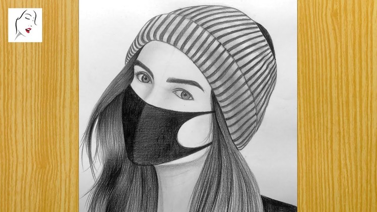 A Girl Wearing Mask Sketch Step by Step | How to Draw a Girl With Mask | GIrl Sketch | GIrl Drawing