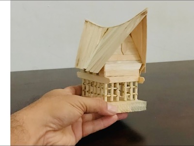 Cara membuat miniatur rumah Batak Toba Dari stik eskrim